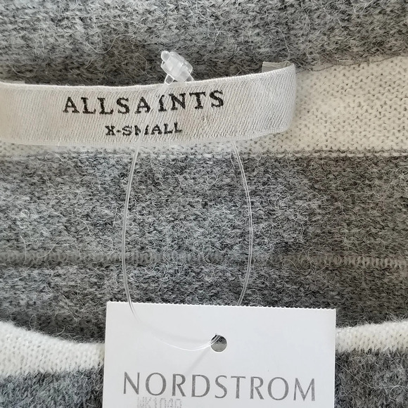 NWT AllSaints Cassia Gray Stripe Sweater XS - Picture 6 of 9